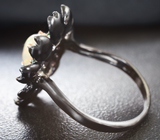 Серебряное кольцо с кристаллическим эфиопским опалом и диопсидами Серебро 925