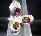 Серебряное кольцо с родолитами Серебро 925