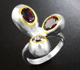 Серебряное кольцо с родолитами Серебро 925