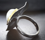 Серебряное кольцо с жемчужиной и мозамбикским гранатом Серебро 925