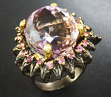 Серебряное кольцо с аметрином 23+ карат и родолитами Серебро 925