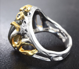 Серебряное кольцо с лабрадоритом 7 карат и синими сапфирами Серебро 925