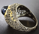 Серебряное кольцо cо звездчатым сапфиром Серебро 925