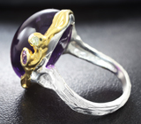 Серебряное кольцо с кабошоном аметиста 28+ карат, ограненным аметистом и перидотом Серебро 925