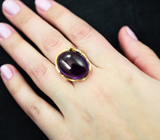 Серебряное кольцо с кабошоном аметиста 28+ карат, ограненным аметистом и перидотом Серебро 925