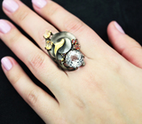 Серебряное кольцо с бесцветным кварцем 6+ карат, цитринами и гранатами Серебро 925