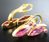 Золотые серьги с рубинами 3,53 карата и розовыми сапфирами Золото
