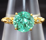 Золотое кольцо с «неоновым» уральским изумрудом 2,4 карата высокой чистоты и бриллиантами Золото