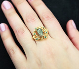 Золотое кольцо с уральскими александритами 2,24 и бриллиантами Золото