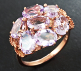 Чудесное серебряное кольцо с розовыми аметистами Серебро 925