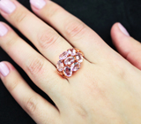 Чудесное серебряное кольцо с розовыми аметистами Серебро 925