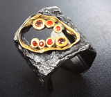 Серебряное кольцо с родолитами и карнелианом