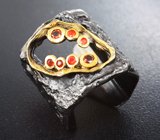 Серебряное кольцо с родолитами и карнелианом Серебро 925