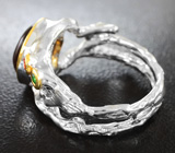 Серебряное кольцо с мексиканским огненным агатом, сапфиром и цаворитом Серебро 925