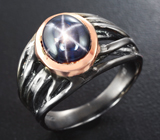 Серебряное кольцо cо звездчатым сапфиром Серебро 925