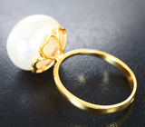 Золотое кольцо с морской жемчужиной барокко 20,42 карата! Исключительный люстр Золото