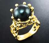 Золотые кольцо с цветной морской жемчужиной 12,32 карата и бриллиантами! Натуральный цвет Золото
