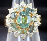 Кольцо c александритами и бриллиантами