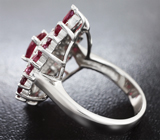Превосходное серебряное кольцо с рубинами Серебро 925