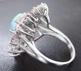 Великолепное серебряное кольцо с ларимаром и рубеллитами турмалинами Серебро 925
