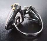 Серебряное кольцо с розовым кварцем 17+ карат, лунным камнем и кианитом Серебро 925