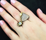 Серебряное кольцо с розовым кварцем 17+ карат, лунным камнем и кианитом Серебро 925