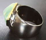 Серебряное кольцо с пренитом 12+ карат, лунным камнем с эффектом кошачьего глаза и аметистом