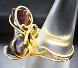 Золотое кольцо с крупным мексиканским огненным агатом 20,06 карата Золото