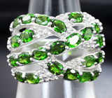 Эффектное серебряное кольцо с диопсидами Серебро 925