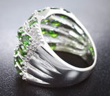 Эффектное серебряное кольцо с диопсидами Серебро 925