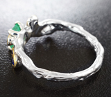 Серебряное кольцо с уральским изумрудом и синими сапфирами Серебро 925
