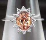 Кольцо с падпараджа сапфиром и бриллиантами