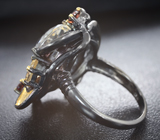 Серебряное кольцо с бесцветным кварцем 11+ карат, цитринами и гранатами Серебро 925