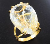 Золотое кольцо с кварцем 34,83 карата! Красивейший золотистый рутил Золото