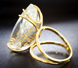 Золотое кольцо с кварцем 34,83 карата! Красивейший золотистый рутил Золото