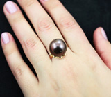 Золотое кольцо с цветной морской жемчужиной 18,1 карата! Натуральный цвет Золото