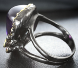 Серебряное кольцо со сливовым аметистом 26+ карат и родолитами Серебро 925