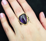 Серебряное кольцо со сливовым аметистом 26+ карат и родолитами Серебро 925