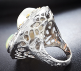 Серебряное кольцо с жемчужиной барокко 29,75 карата, эфиопским опалом 3,55 карата, шпинелями и розовыми сапфирами Серебро 925