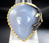 Серебряное кольцо с халцедоном 30+ карат и голубыми топазами Серебро 925