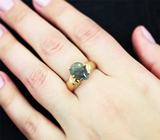 Золотое кольцо с крупным уральским александритом 4,11 карата и бриллиантами Золото