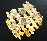 Золотое кольцо с уральскими александритами фантазийной огранки 1,51 карата и бриллиантами