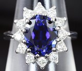 Кольцо c синтетическим сапфиром и бриллиантами