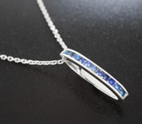Стильный серебряный кулон с синими сапфирами + цепочка Серебро 925