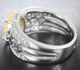 Серебряное кольцо с кристаллическим эфиопским опалом и синими сапфирами Серебро 925