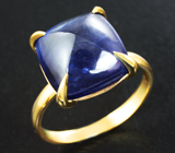 Золотое кольцо с крупным синим сапфиром 11,81 карата Золото