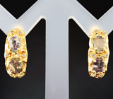 Золотые серьги с александритами высоких характеристик 1,74 карата и бриллиантами Золото