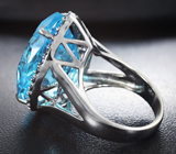 Серебряное кольцо с голубым топазом лазерной огранки 40,51 карата и синими сапфирами Серебро 925
