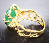 Золотое кольцо с кабошоном уральского изумруда 6,48 карата и бриллиантами Золото