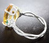Элегантное серебряное кольцо с цитрином и изумрудами Серебро 925